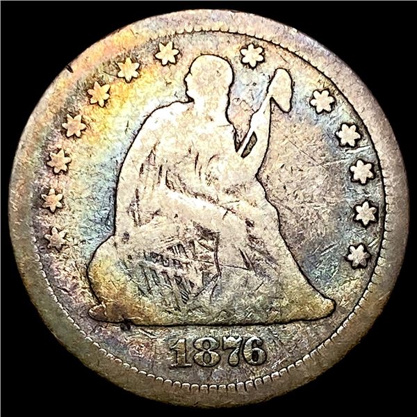 1876-CC Silver Seated Liberty Quarter NICELY CIRCULATED
