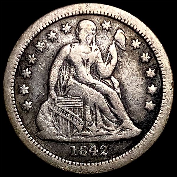 1842-O Silver Seated Liberty Dime ABOUT UNCIRCULATED