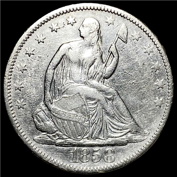 1858 Silver Half Dollar (Seated Liberty) NEARLY UNCIRCULATED