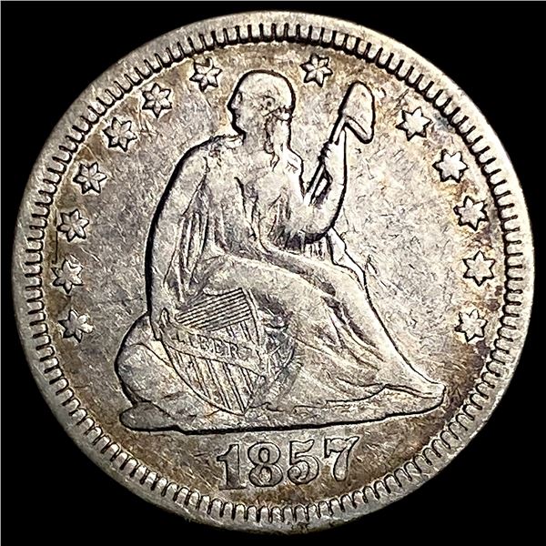 1857 Silver Seated Liberty Quarter ABOUT UNCIRCULATED