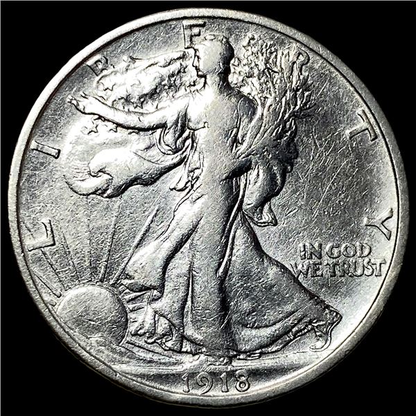 1918-S Silver Walking Liberty Half Dollar CLOSELY UNCIRCULATED