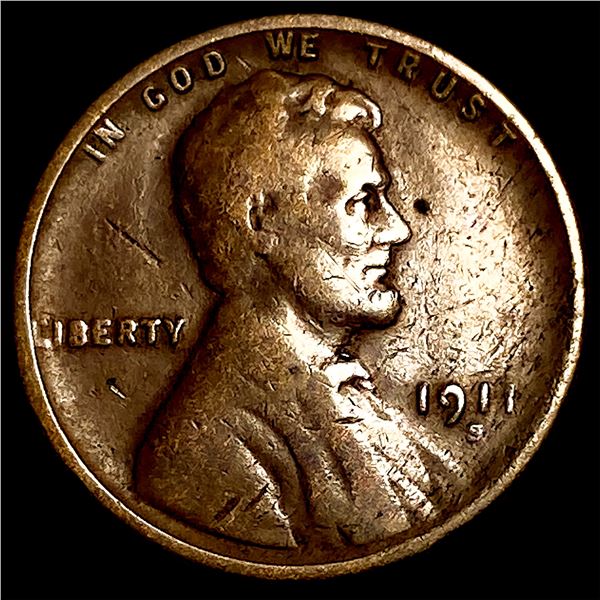 1911-S Lincoln Wheat Cent LIGHTLY CIRCULATED