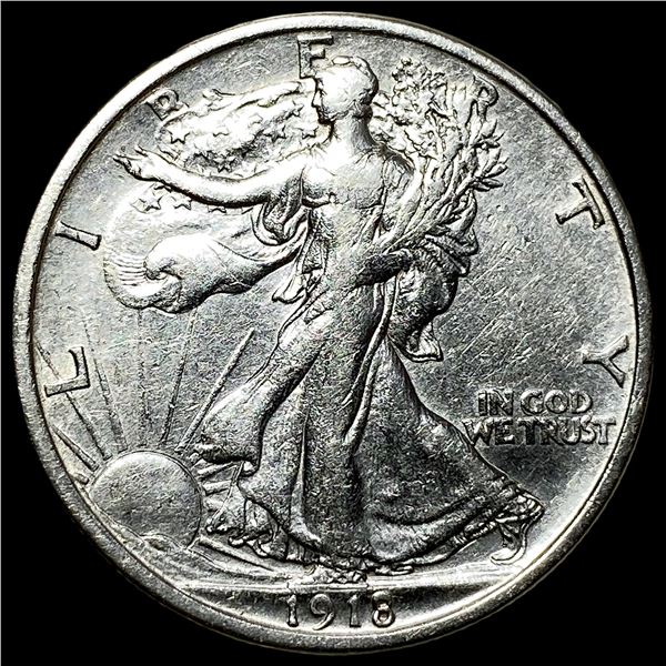 1918 Silver Walking Liberty Half Dollar NEARLY UNCIRCULATED
