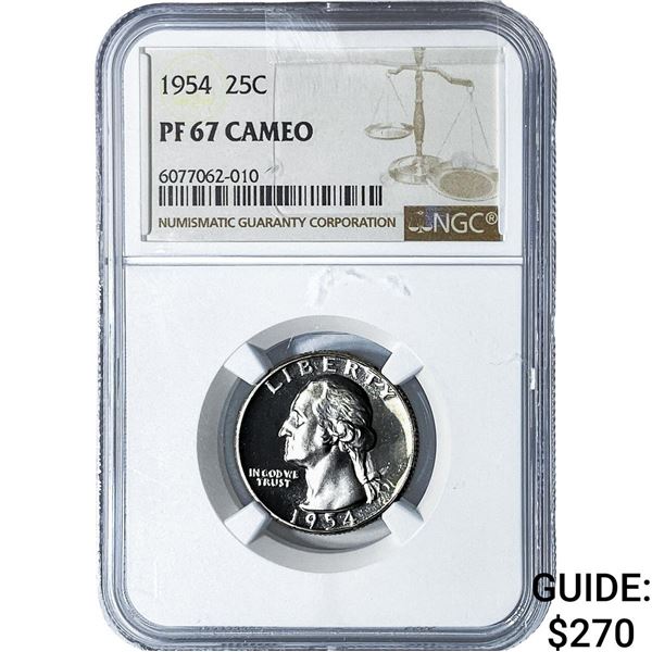 1954 Washington Silver Quarter NGC PF67 Cameo