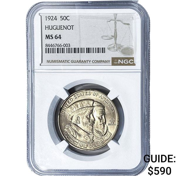 1924 Huguenot Half Dollar NGC MS64