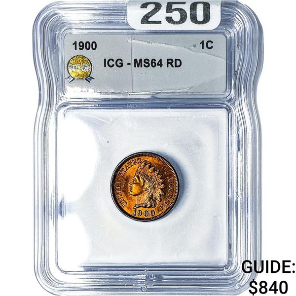 1900 Indian Head Cent ICG MS64 RD