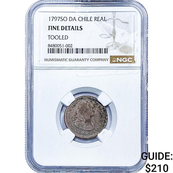 1797 Colonial Spain Silver 1 Real NGC F Details