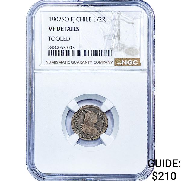 1807 Colonial Spain Silver 1/2 Real NGC VF Details