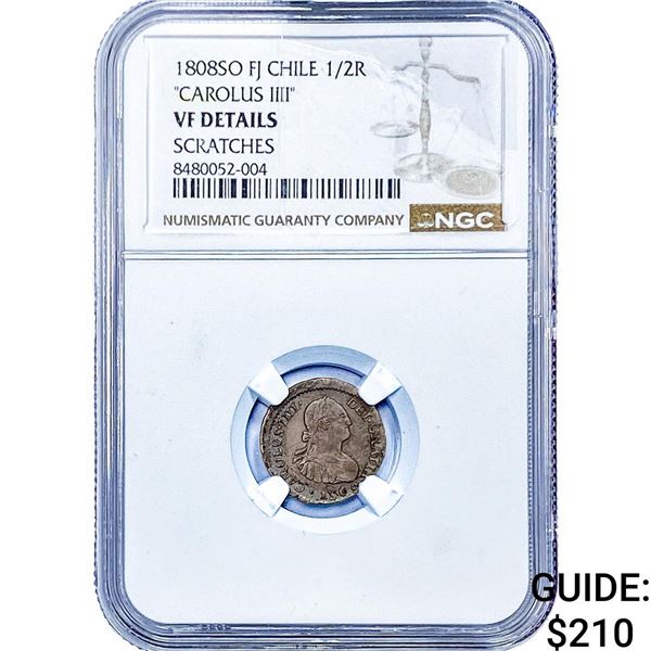 1808 Colonial Spain Silver 1/2 Real NGC VF Details