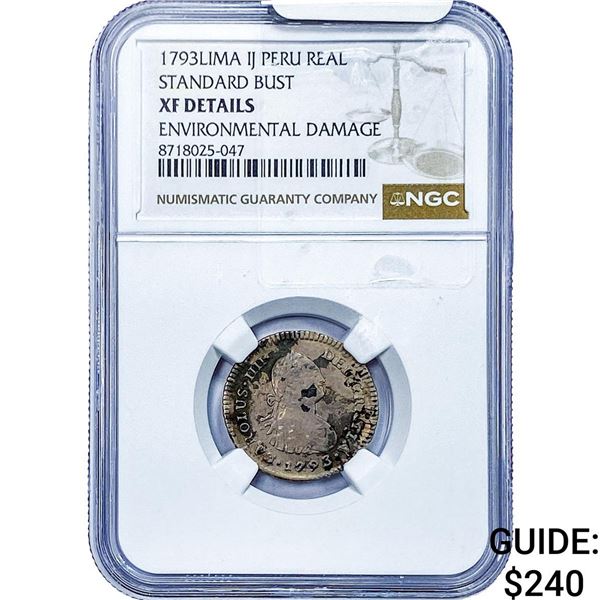 1793 Lima Colonial Spain Silver 1 Real NGC XF Details