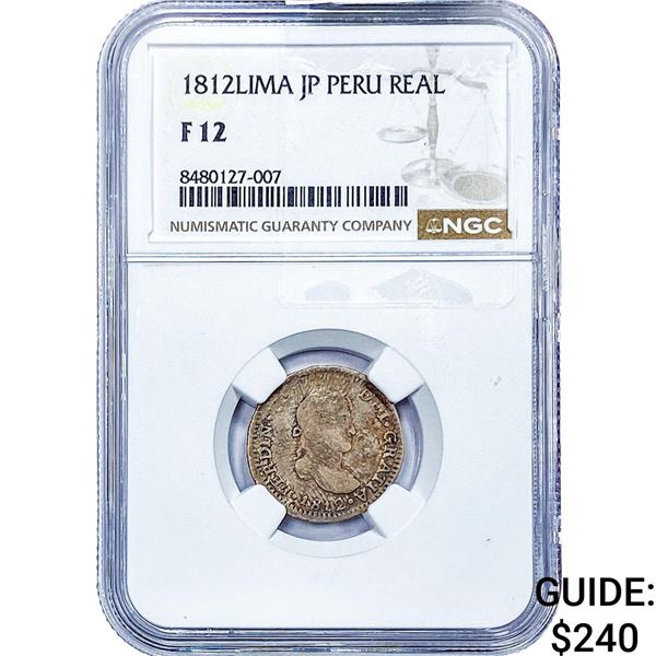 1812 Colonial Spain Silver 1 Real NGC F12