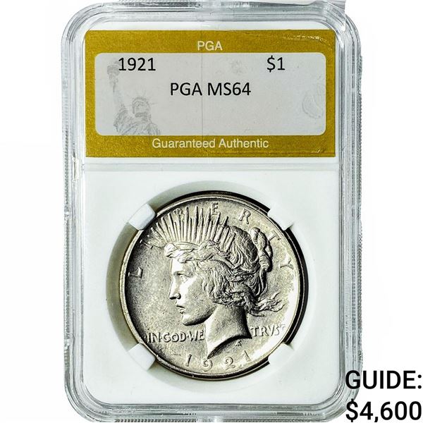 1921 Silver Peace Dollar PGA MS64