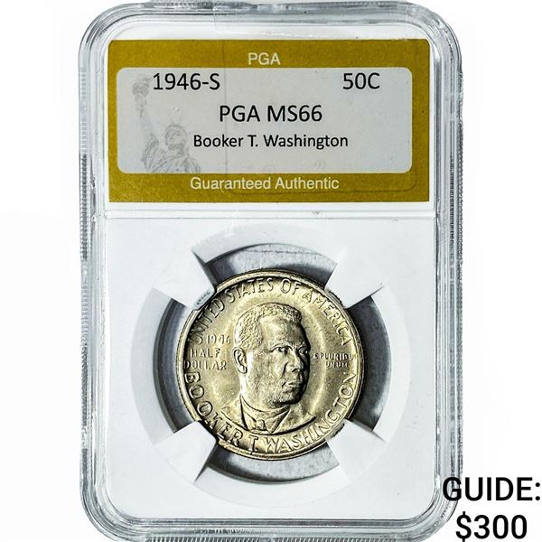 1946-S Booker T Half Dollar PGA MS66 Booker T. Washington