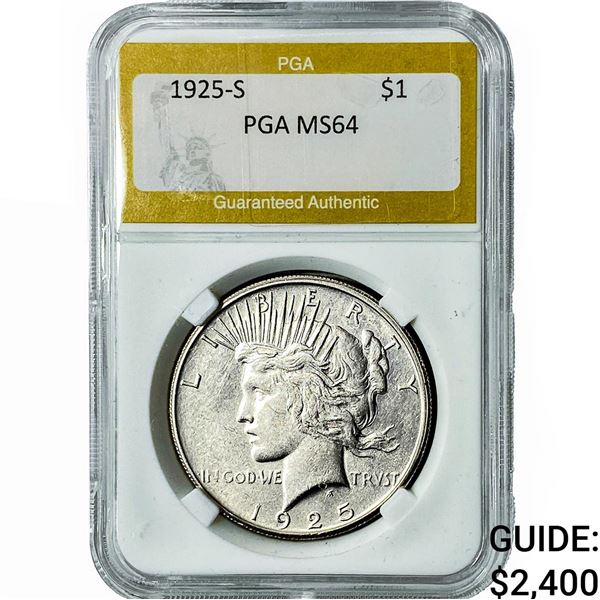 1925-S Silver Peace Dollar PGA MS64