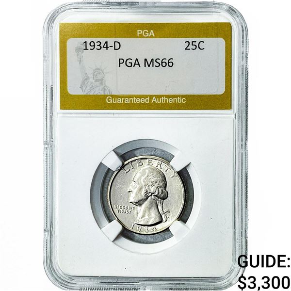 1934-D Washington Silver Quarter PGA MS66