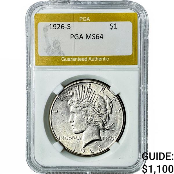 1926-S Silver Peace Dollar PGA MS64