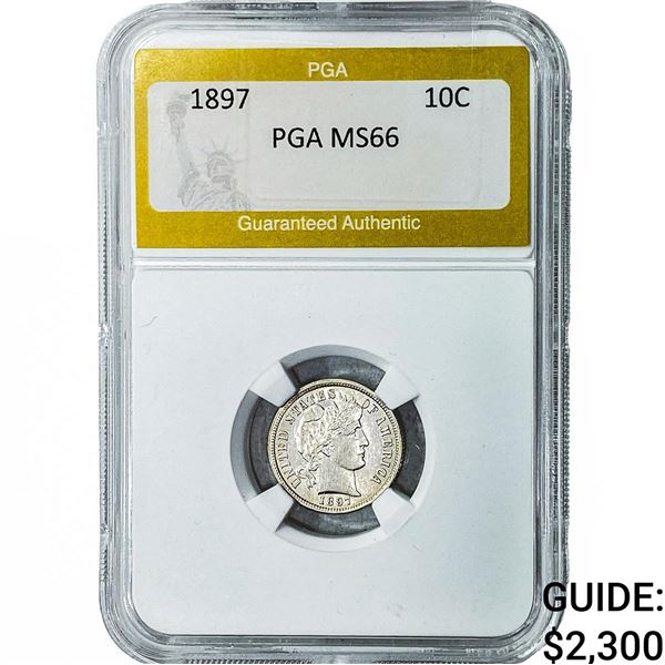 1897 Barber Dime PGA MS66
