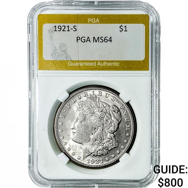 1921-S Morgan Silver Dollar PGA MS64