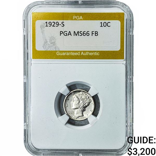 1929-S Mercury Silver Dime PGA MS66FB