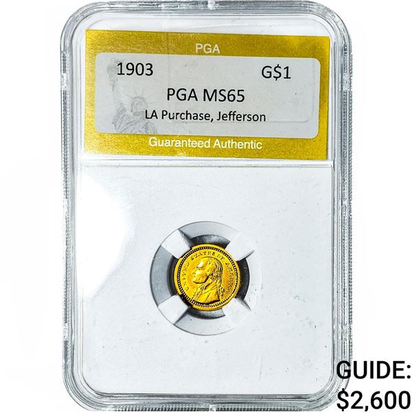 1903 Rare Gold Dollar PGA MS65 LA Purchase, Jefferson