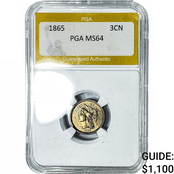 1865 Nickel Three Cent PGA MS64