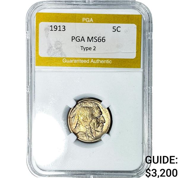 1913 Buffalo Nickel PGA MS66 Type 2