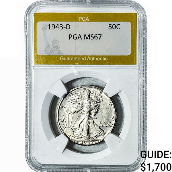 1943-D Walking Liberty Half Dollar PGA MS67