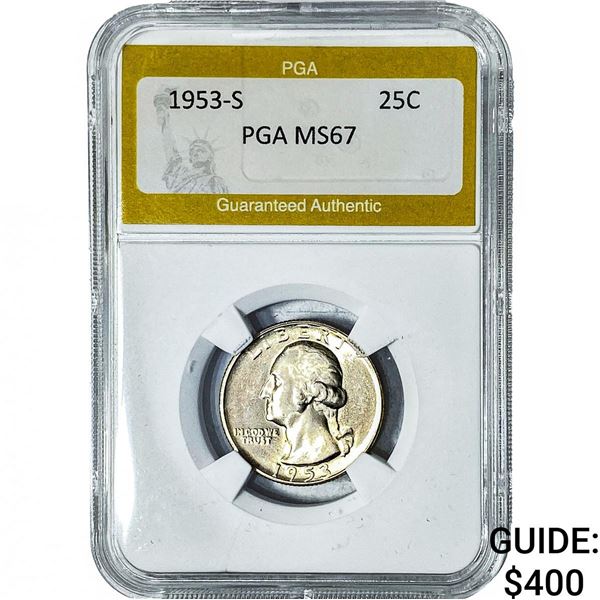 1953-S Washington Silver Quarter PGA MS67