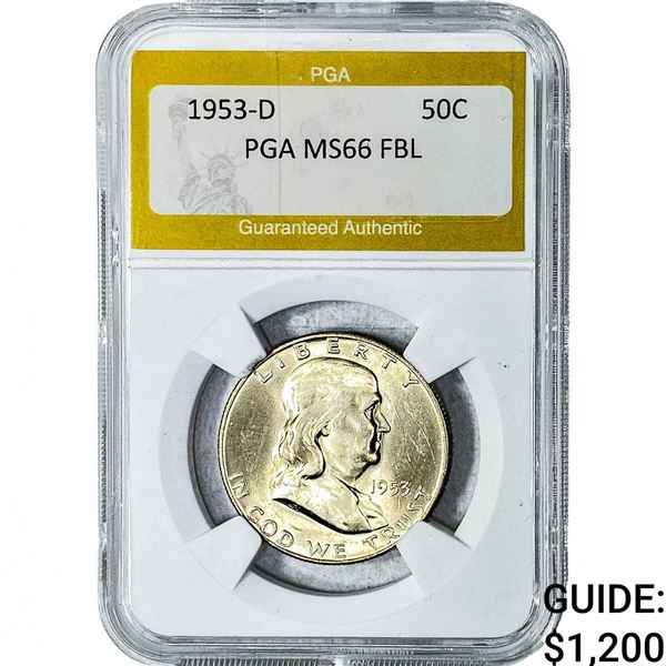 1953-D Franklin Half Dollar PGA MS66 FBL