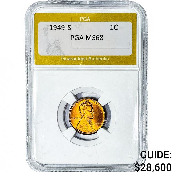 1949-S Wheat Cent PGA MS68 RD
