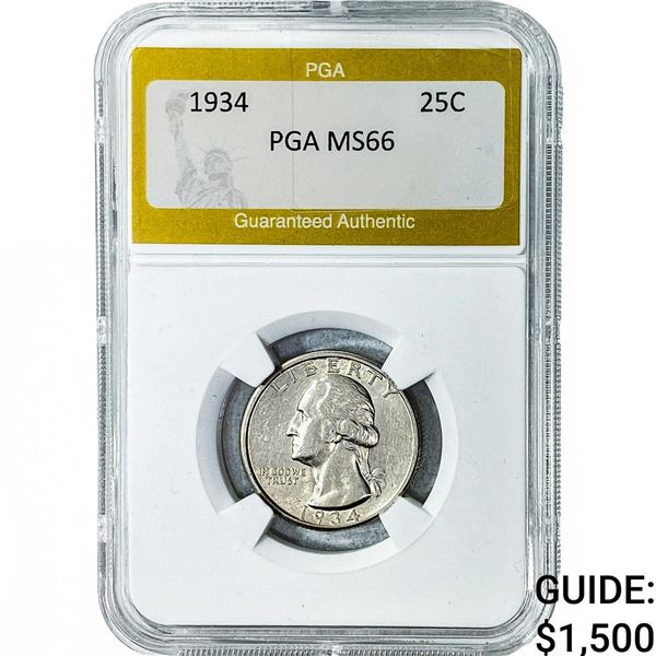 1934 Washington Silver Quarter PGA MS66