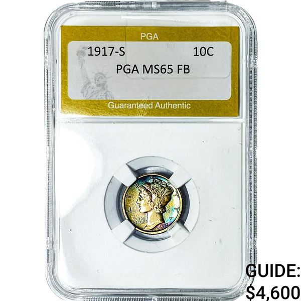 1917-S Mercury Silver Dime PGA MS65 FB