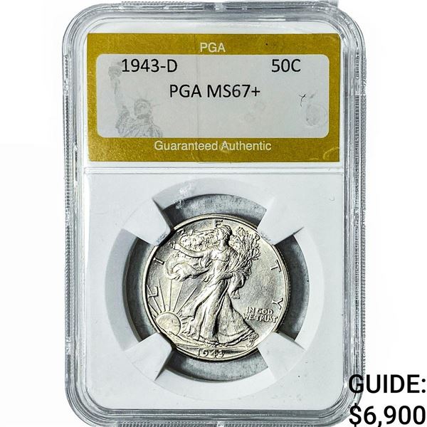 1943-D Walking Liberty Half Dollar PGA MS67+