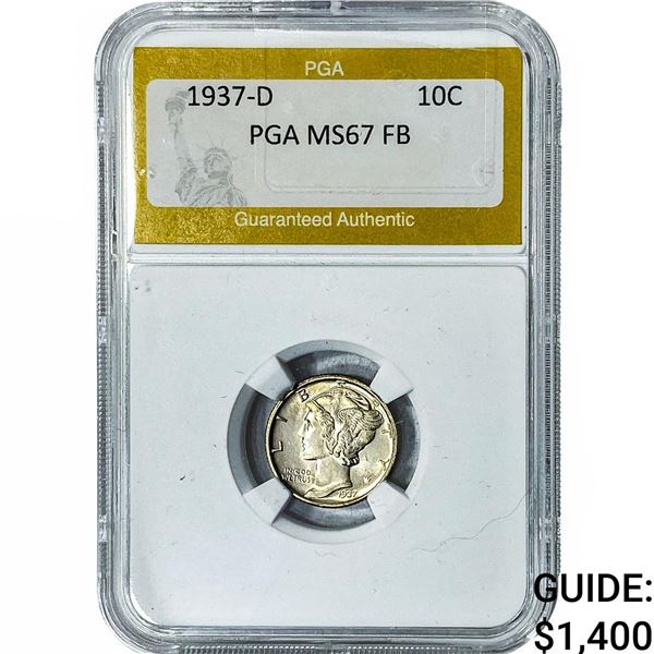 1937-D Mercury Silver Dime PGA MS67 FB