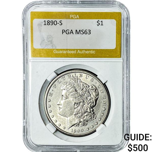 1890-S Morgan Silver Dollar PGA MS63