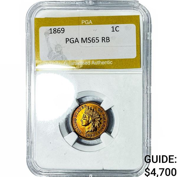 1869 Indian Head Cent PGA MS65 RB