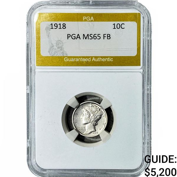 1918 Mercury Silver Dime PGA MS65 FB