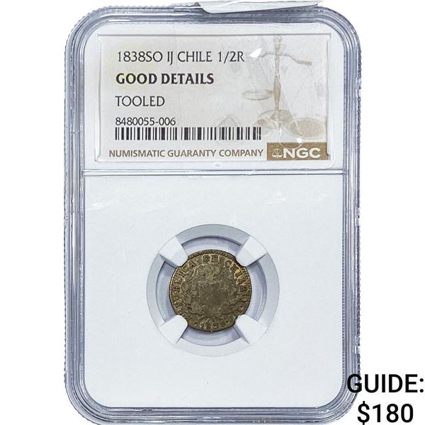 1838-SO Chile Silver 1/2 Real NGC G Details
