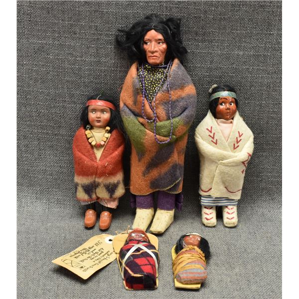 FIVE SKOOKUM DOLLS