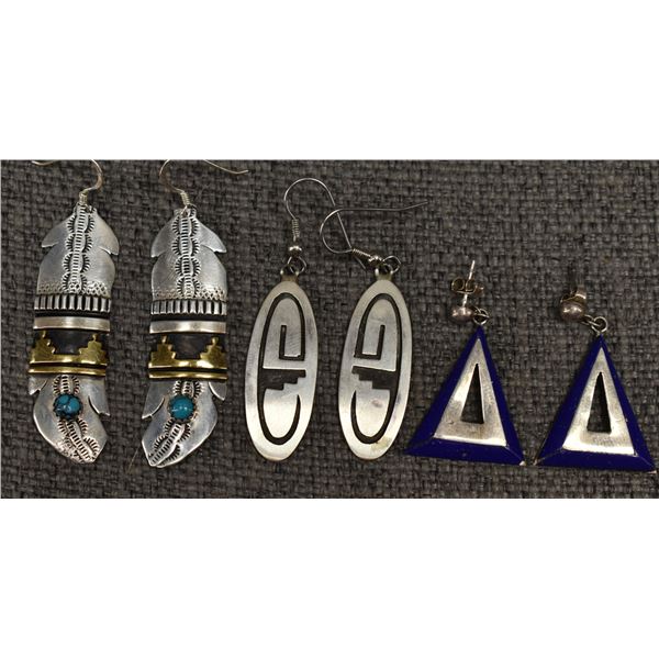 THREE PAIRS OF NAVAJO EARRINGS