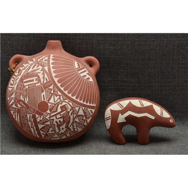 TWO ACOMA CERAMIC ITEMS (CC & DALAWEPI)