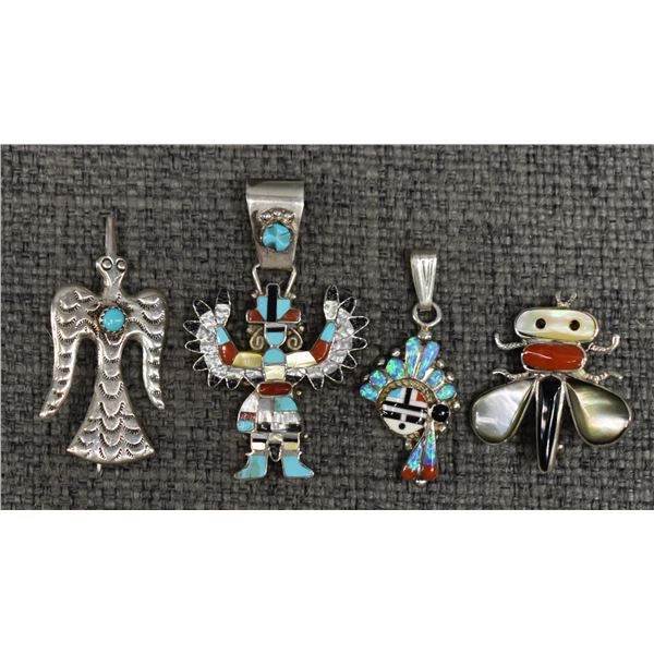 NAVAJO AND ZUNI PENDANTS