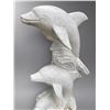 Image 2 : Cast Stone Triple Leaping Dolphin Garden Statue Sculpture (Approx 20x. 40in H)