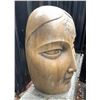 Image 4 : Carved Stone Stylized Buddha / Asian Head Garden Sculpture with Etched Dragon Detail (Approx.