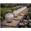 Image 1 : Group of Approx. 8 Filigree Cutout Metal Garden Orb / Globe Light Sculpture