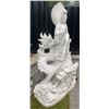 Image 5 : Large Carved White Marble Guan Yin Riding Dragon Garden Statue Sculpture (Approx. 45x83in)