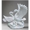 Image 1 : Large Carved White Marble Mating Swan Family Garden Statue Sculpture (Approx. 48x43)
