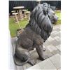Image 3 : Large Cast Bronze-Finish Seated Guardian Lion Estate Garden Statue Sculpture Right Facing (Approx. 3