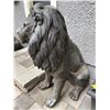 Image 4 : Large Cast Bronze-Finish Seated Guardian Lion Estate Garden Statue Sculpture Right Facing (Approx. 3