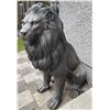 Image 1 : Large Cast Bronze-Finish Seated Guardian Lion Estate Garden Statue Sculpture Left Facing (Approx. 32